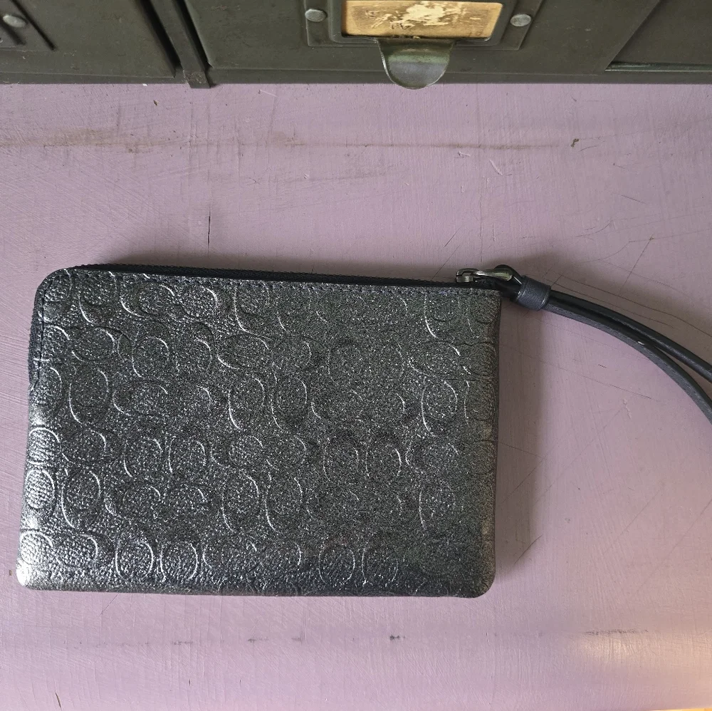 Coach Metallic Black Wristlet
